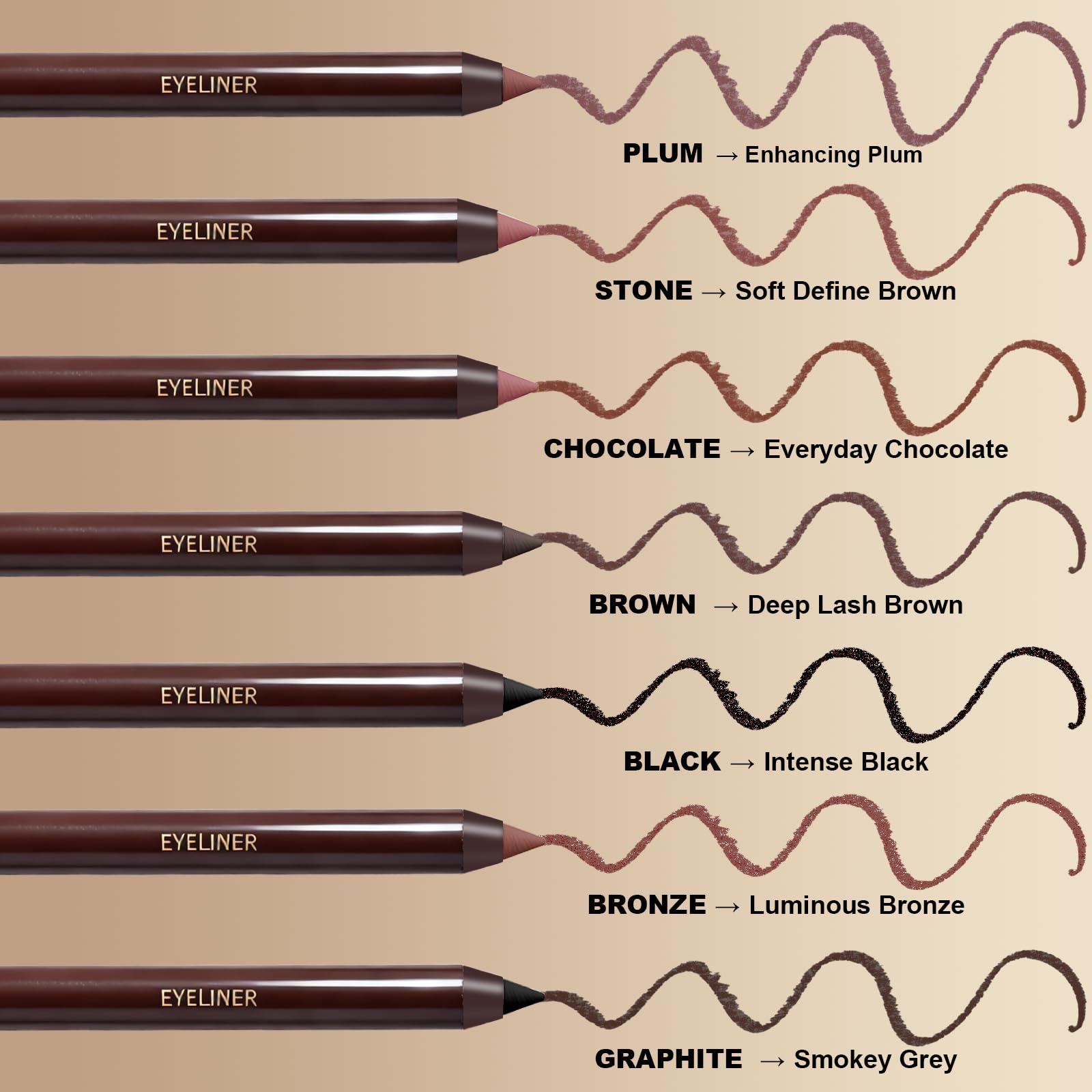 Okerker Plum&Brown gel eyeliner swatch reveals rich plum pigment for bold definition