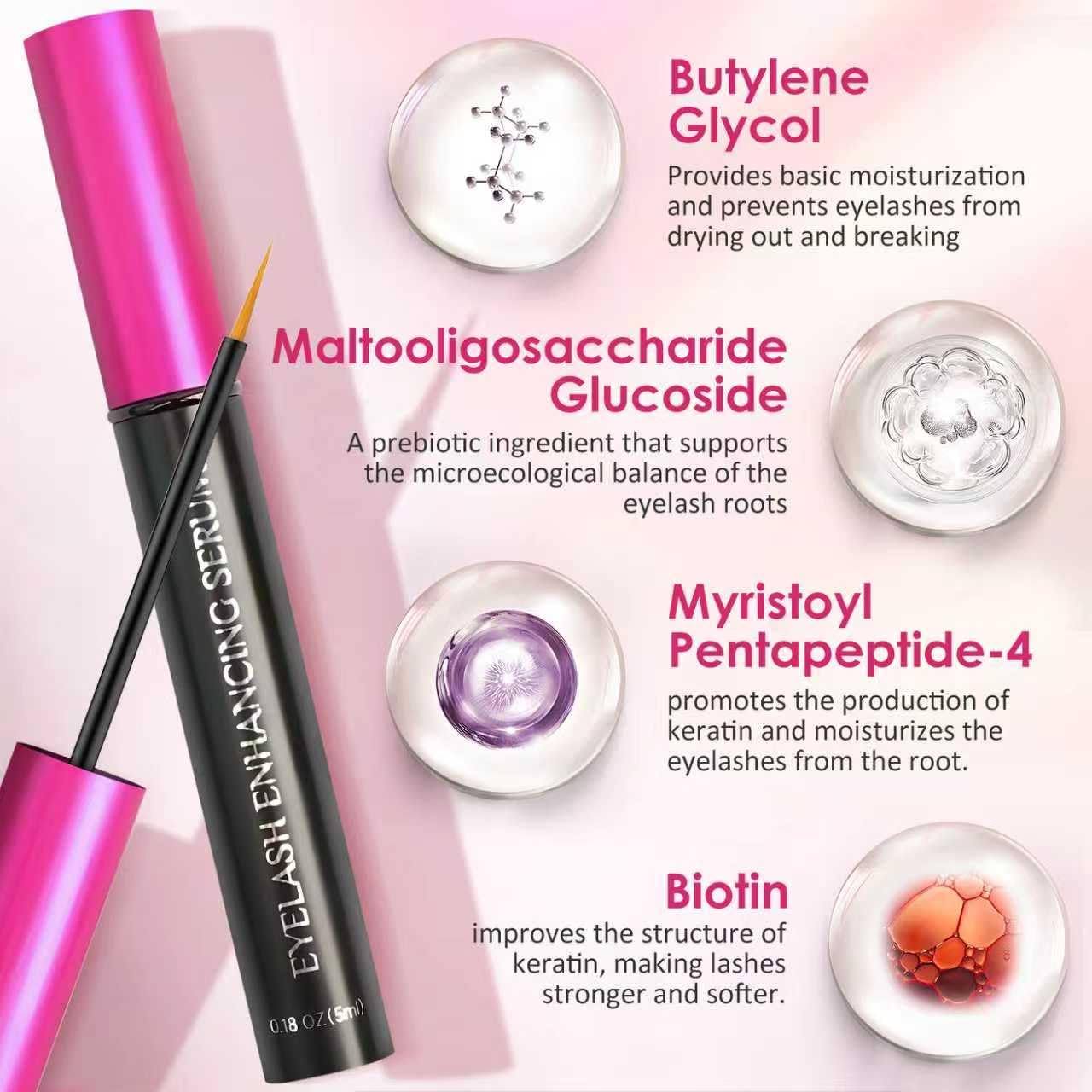 Okutani eyelash serum bottle cap detail emphasizing advanced peptide complex in the formula.