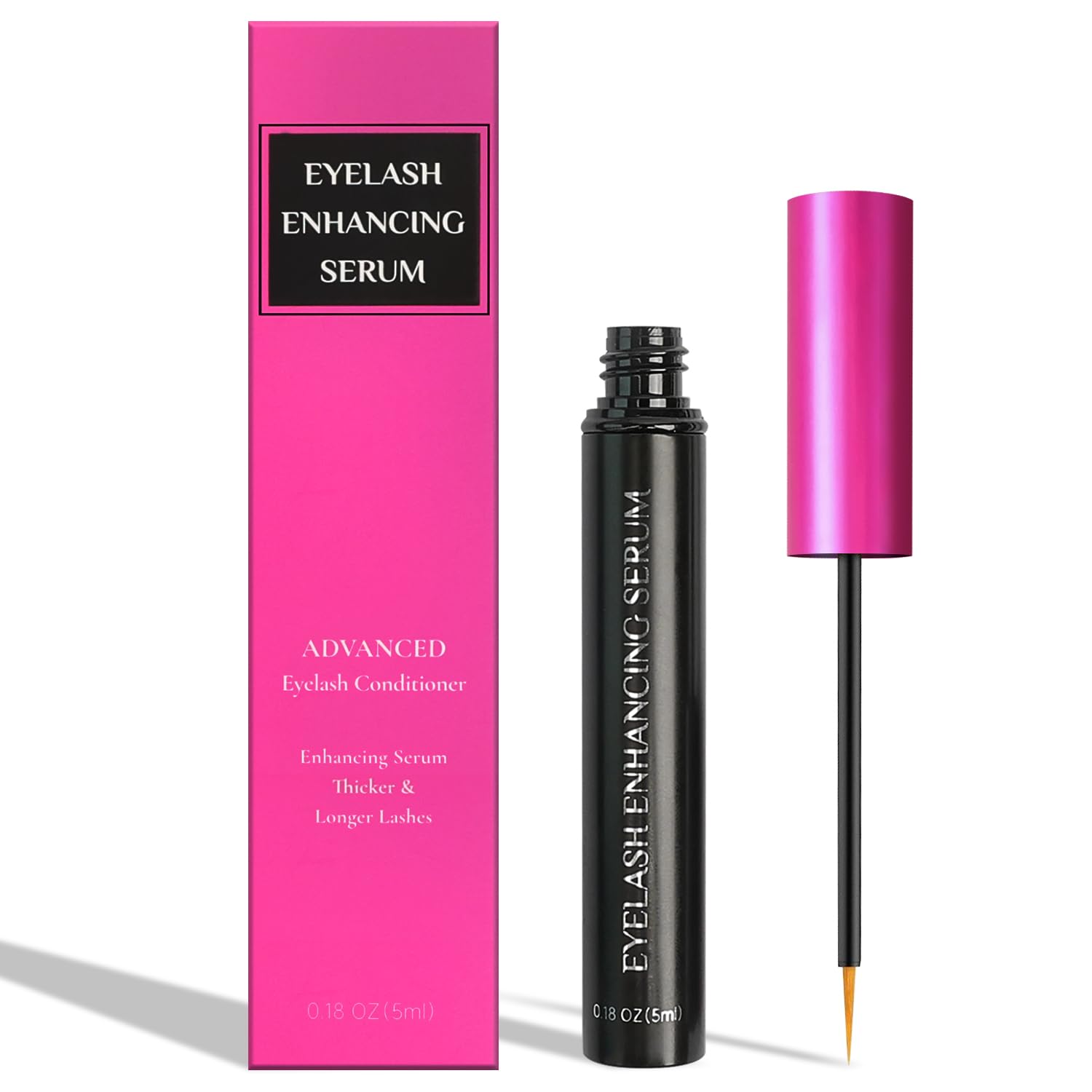 Okutani eyelash serum bottle closeup highlighting premium formula for longer, thicker lashes.