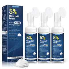 Olassubd Minoxidil 5% Foam bottle shown for targeted hair growth support on thinning areas.