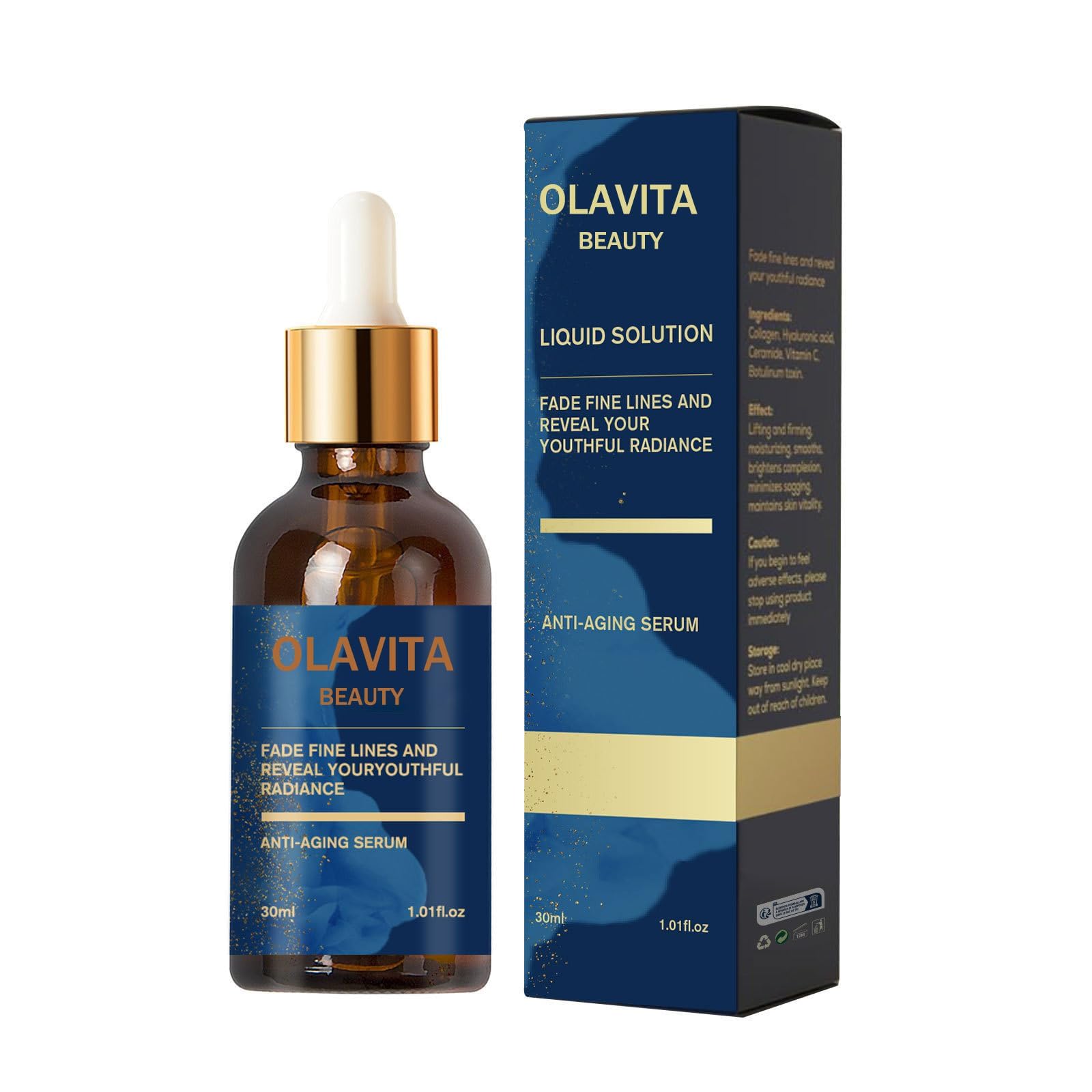 OLAVITA Beauty facial serum bottle for smooth, hydrated skin.