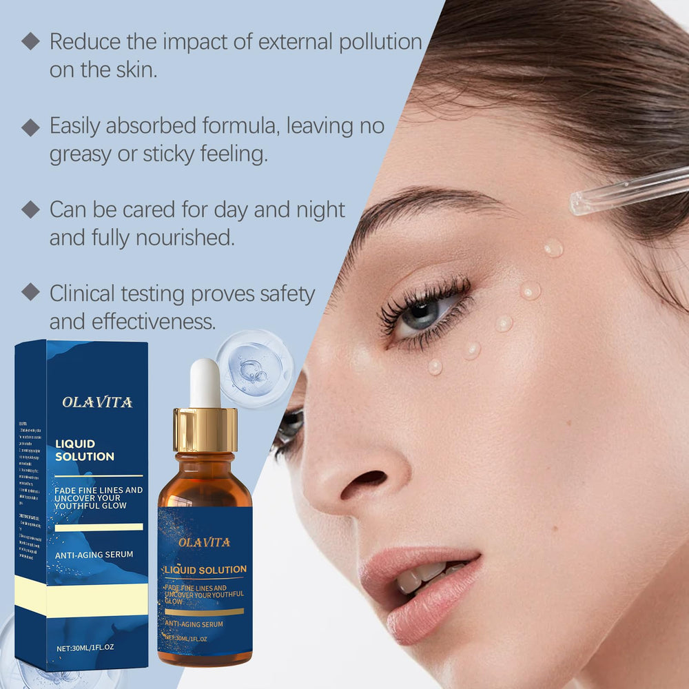 OLAVITA Liquid Solution Serum bottle cap close-up shows easy-to-use dropper for precise application.