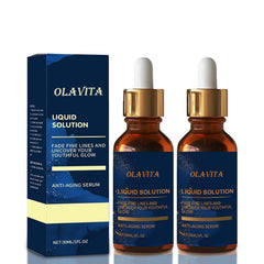 OLAVITA Liquid Solution Serum bottle front showing premium packaging for daily skin nourishment.