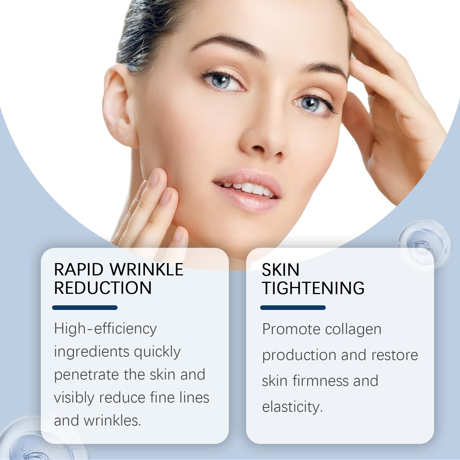 OLAVITA Serum applied on cheek shows even glow and soft feel.