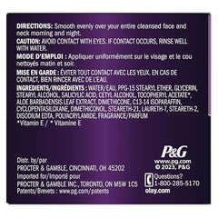 Olay Age Defying cream texture swatch on skin for even tone.