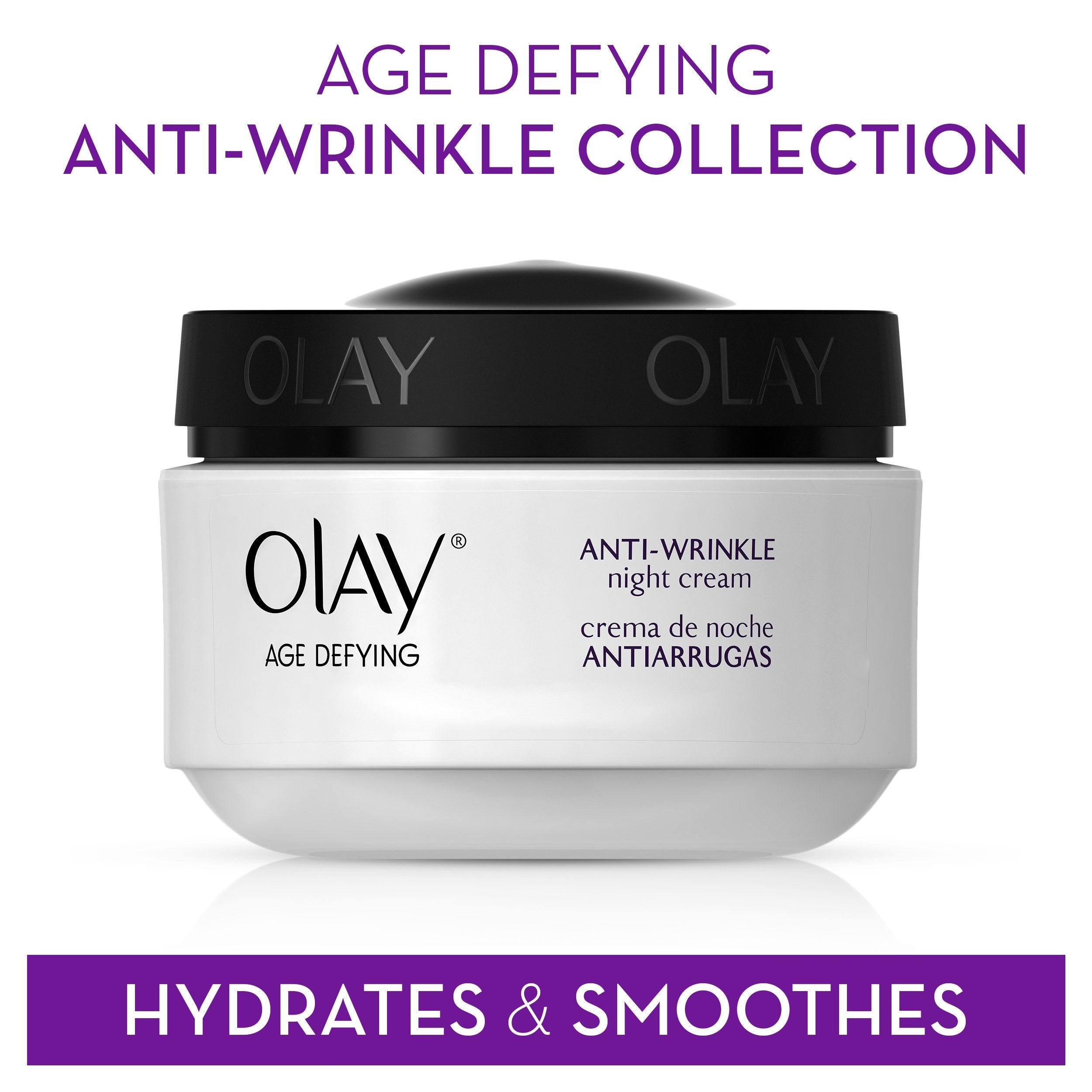 Olay Age Defying Night Cream packaging 3-pack for ongoing nightly use.