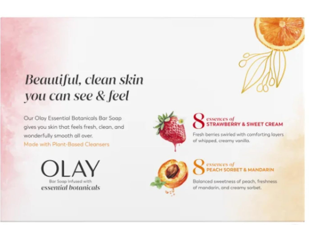 Olay Botanical Bliss Bar Soap Peach Sorbet & Mandarin for a bright, refreshing cleanse