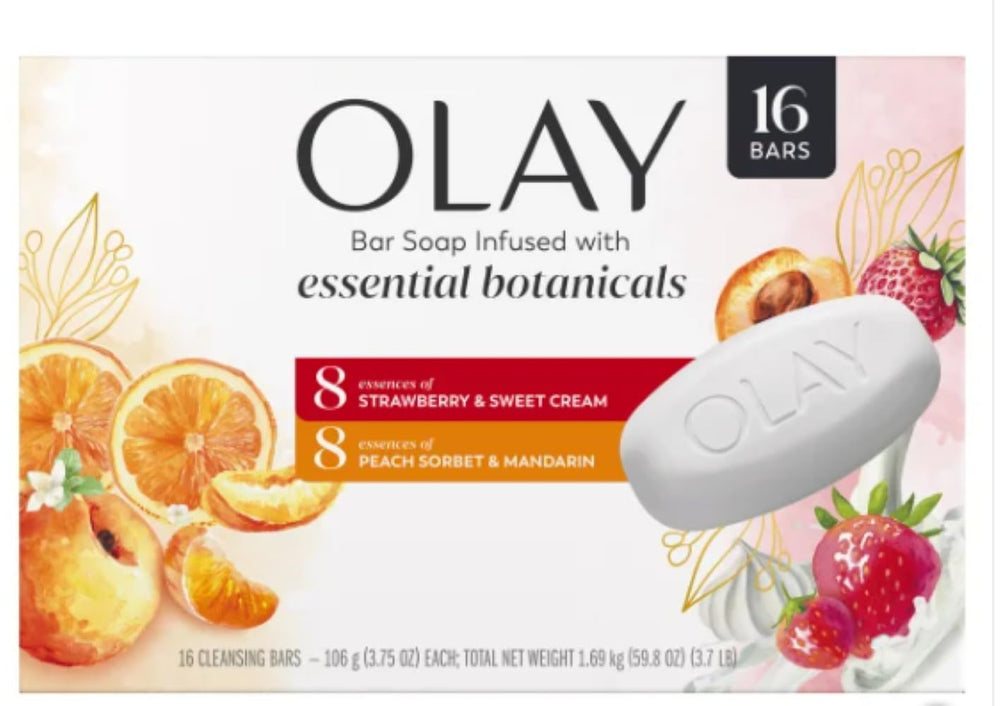 Olay Botanical Bliss Bar Soap Strawberry & Sweet Cream for refreshing daily cleansing