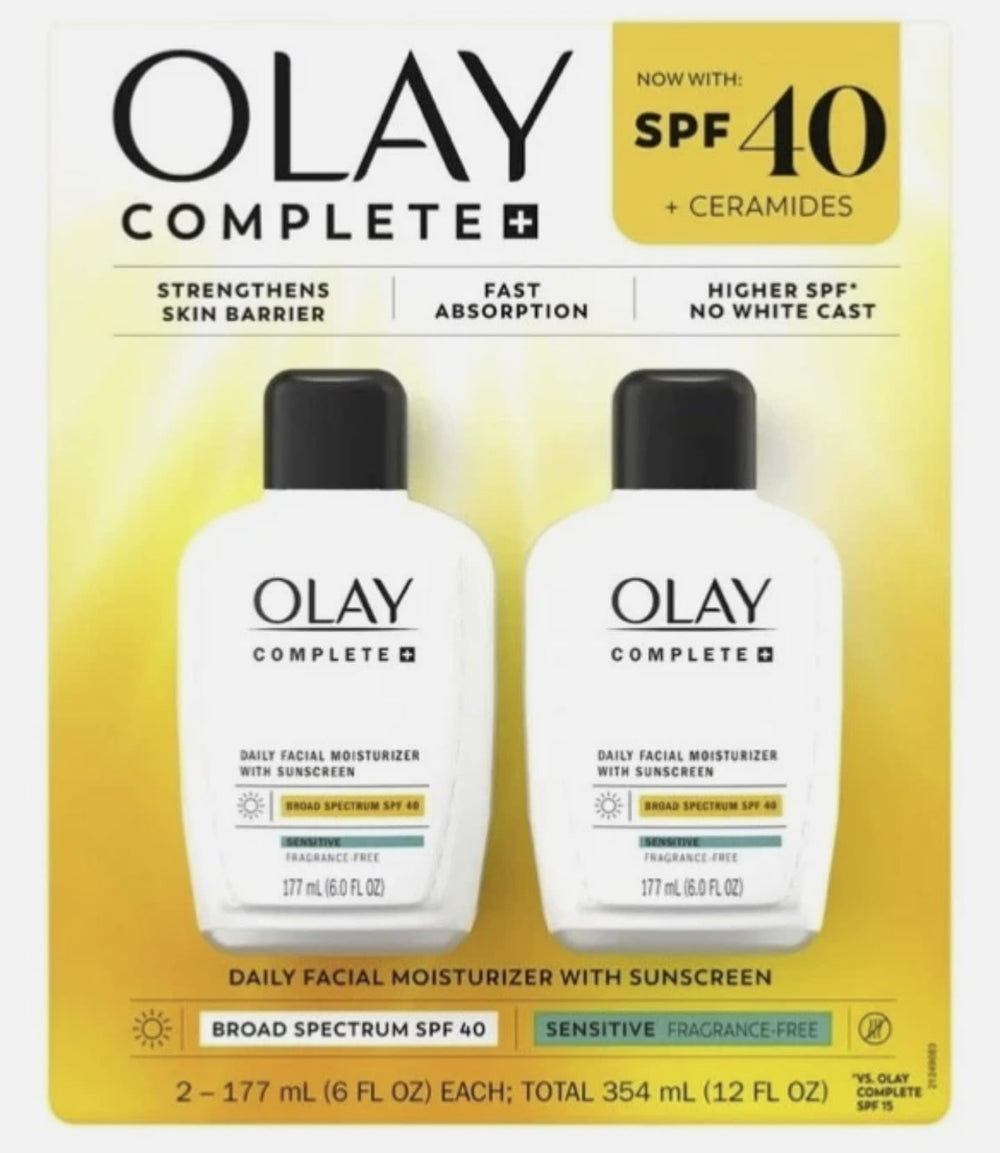 OLAY Complete Daily Moisturizer SPF 40 two-pack front view showing packaging
