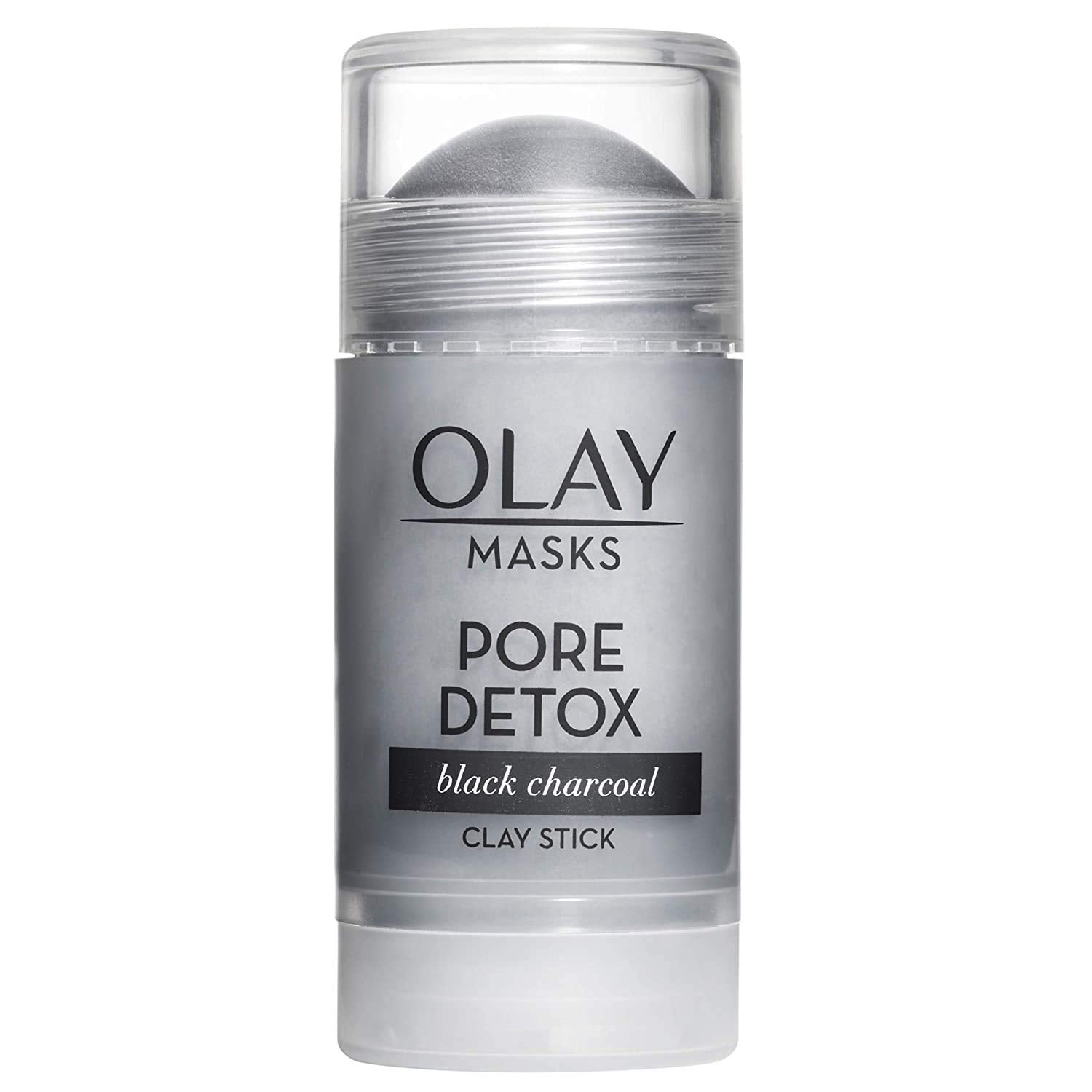 Olay Face Mask Stick charcoal-clay texture for targeted pore detox and deep cleansing.