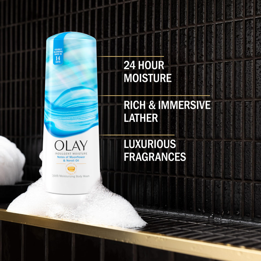 Olay Indulgent Moisture creamy lather elevates shower experience