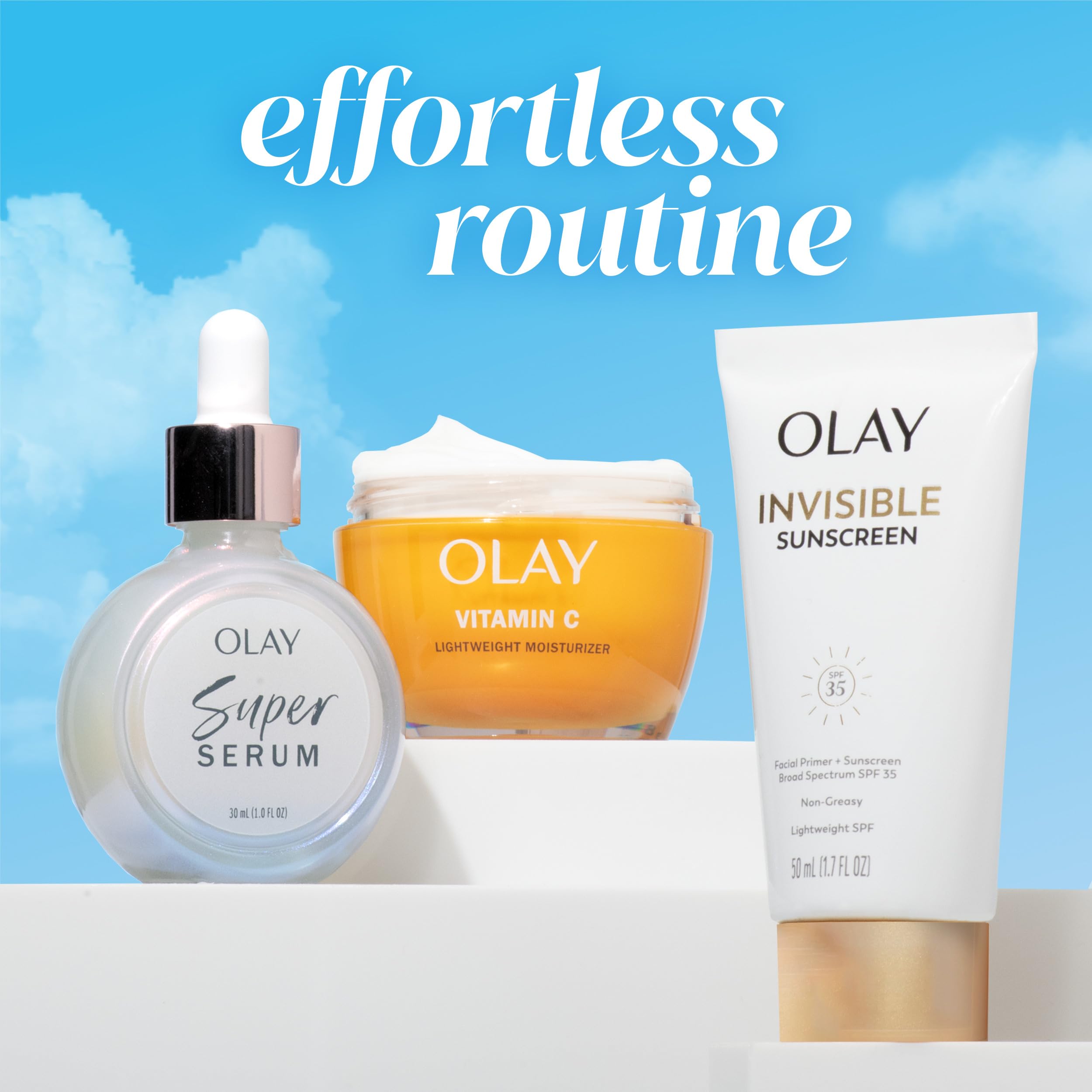 Olay Invisible Sunscreen SPF 35 fragrance-free formula for sensitive skin.