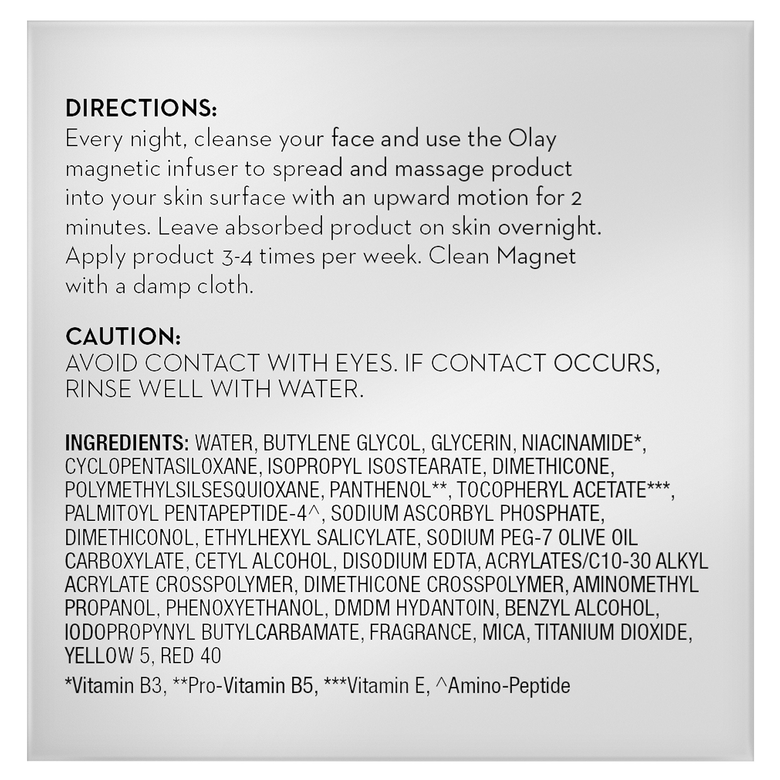 Olay Magnemasks ingredient details highlight anti-aging peptides and boosting hydration