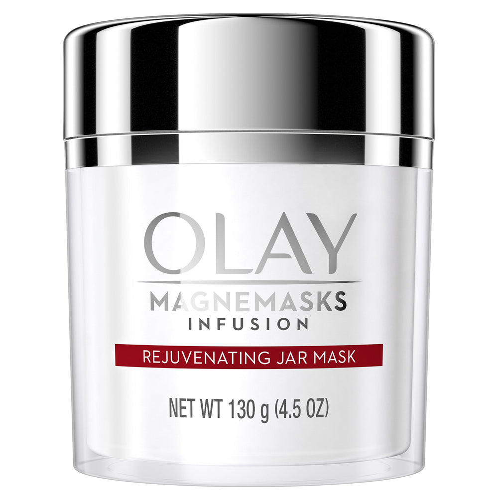 Olay Magnemasks Rejuvenating Mask jar with rich gel texture for hydration