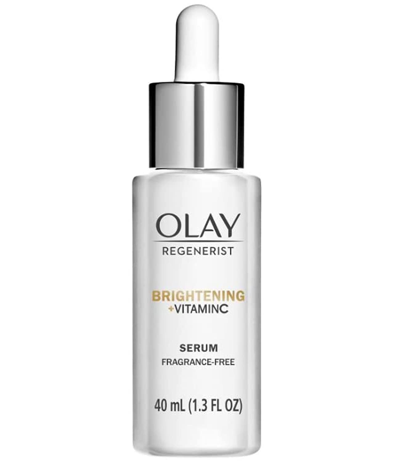 Olay Regenerist Brightening Vitamin C Serum bottle for radiant, even-toned skin.