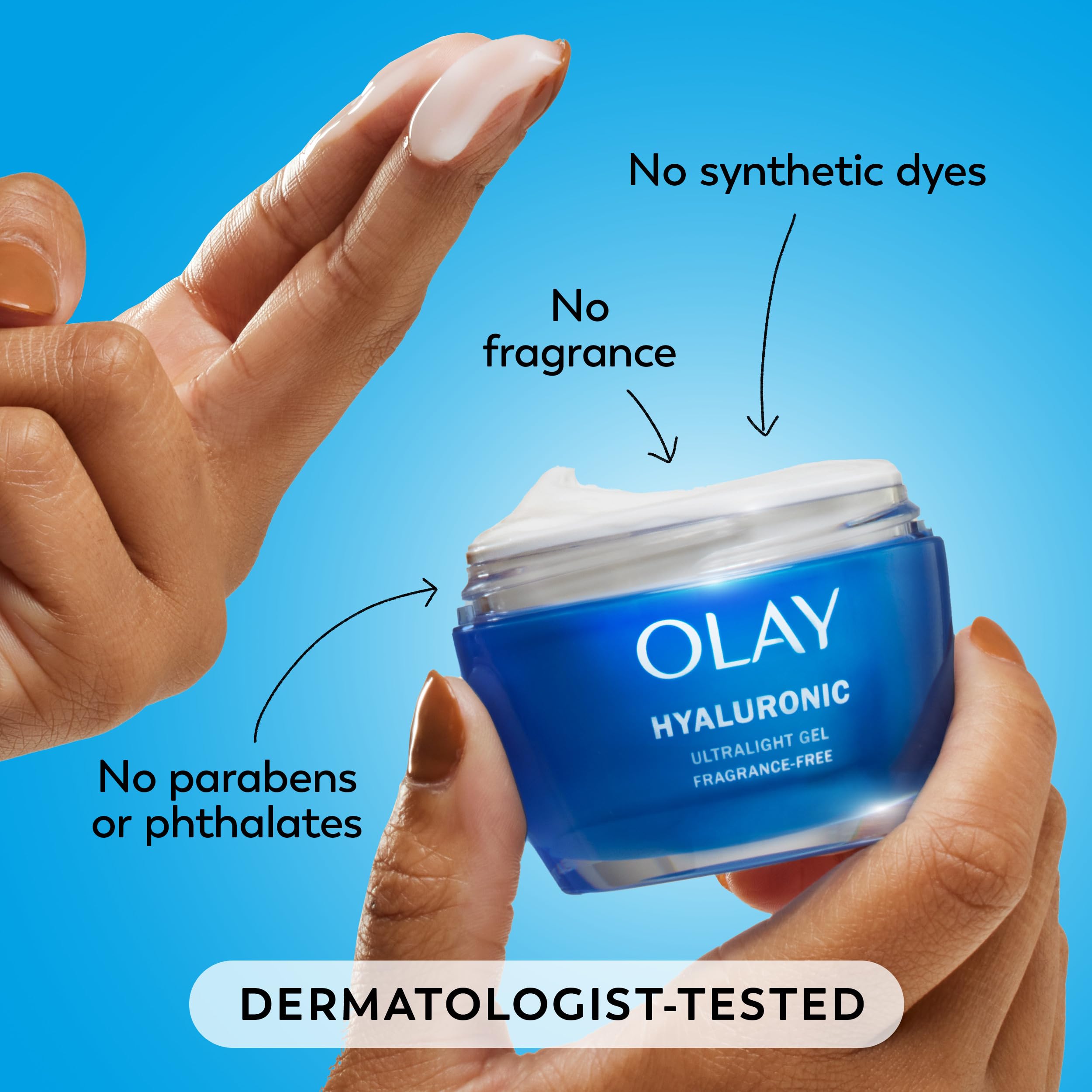 Close-up of gel absorption from Olay Regenerist Hyaluronic and Peptide 24