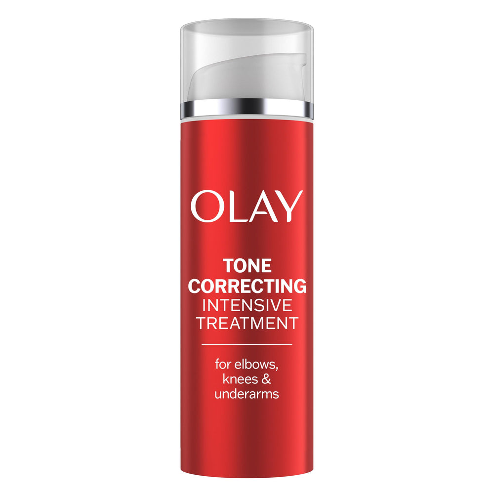 Olay Tone Correcting Cream bottle for targeted elbow, knee, and underarm care.
