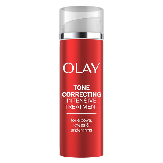 Olay Tone Correcting Cream bottle for targeted elbow, knee, and underarm care.