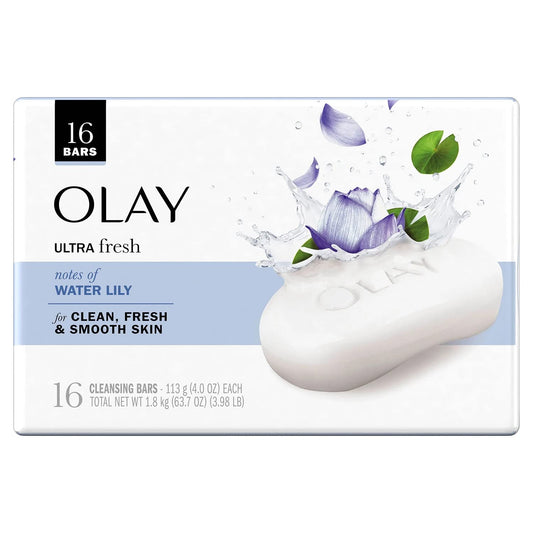 Close-up of Olay Water Lily cleansing bar with gentle lather for daily use