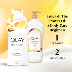 Olay Ultra Moisture in-shower routine scene suggesting refreshing daily cleansing.