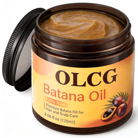 OLCG Batana oil paste bottle shown for nourishing hair and shine