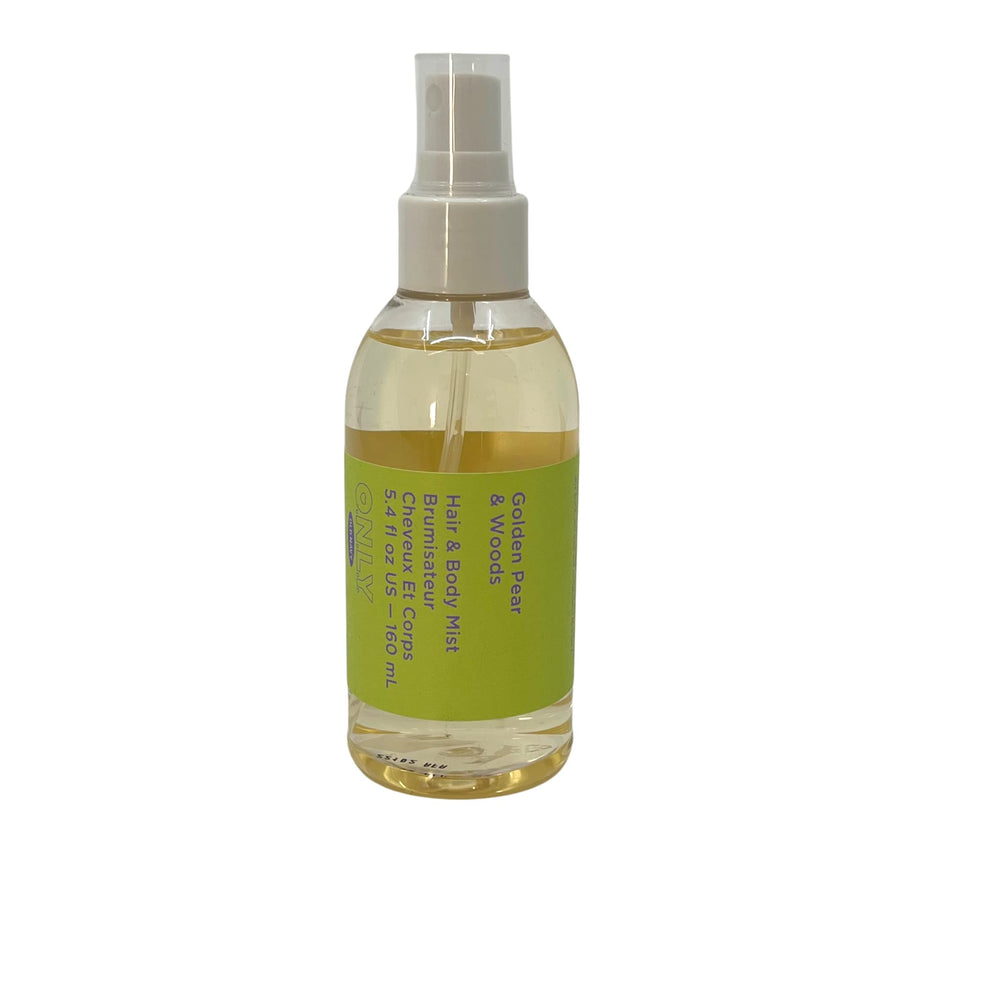 Old Navy Kindred Goods Golden Pear & Woods mist bottle with fruity and wood notes for daily freshness.