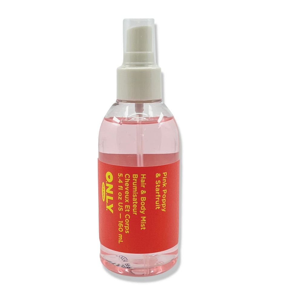Old Navy Kindred Goods Pink Poppy & Starfruit mist bottle highlighting pink poppy notes for daily freshness.