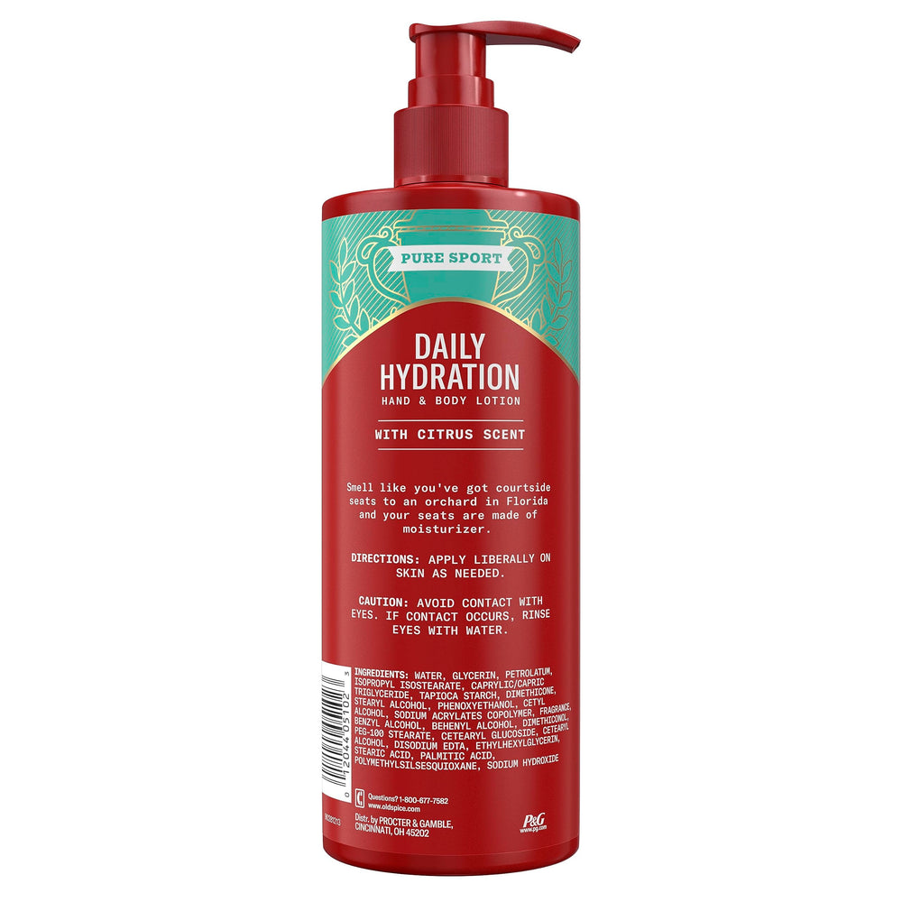 Old Spice hand and body lotion in use for smooth skin.