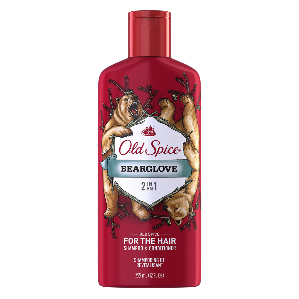 Old Spice Bearglove 2in1 bottle front showing bold branding and rugged freshness