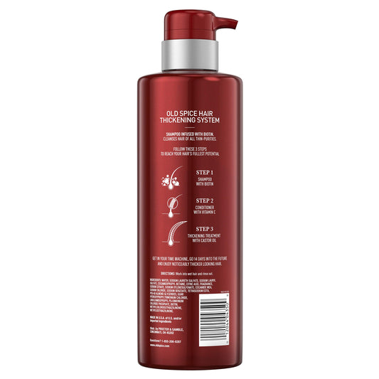 Old Spice Biotin Shampoo lather in hand illustrating cleansing action for renewed fullness.
