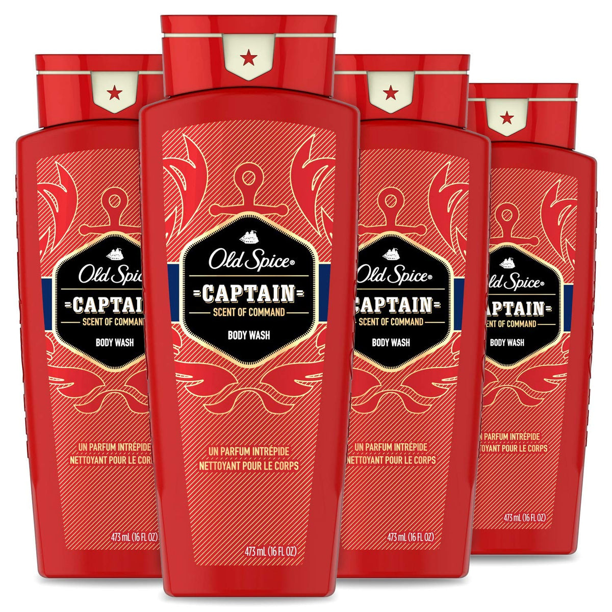 Old Spice Captain Scent bottle pour for a bold morning routine