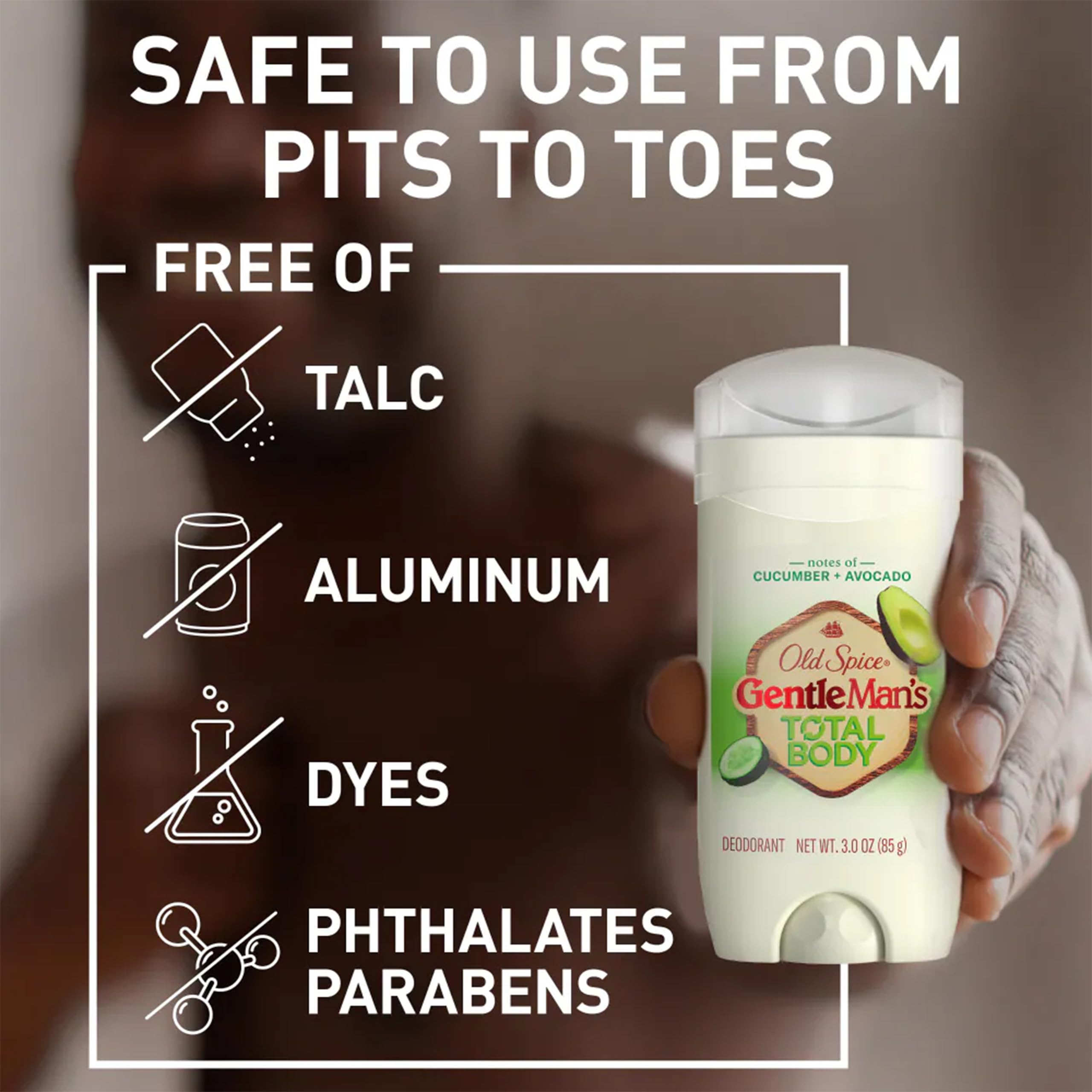 Old Spice clean-dry deodorant leaves no residue with quick-dry feel.