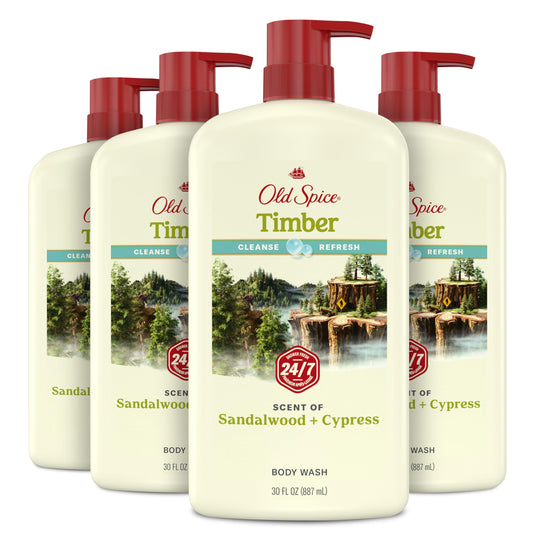Old Spice Cleansing Body Wash bottle-front view shows 24/7 Shower Fresh for daily refresh.