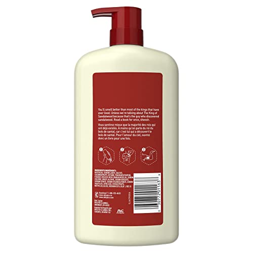 Old Spice Cleansing Body Wash bottle-pump close-up highlights long-lasting scent.