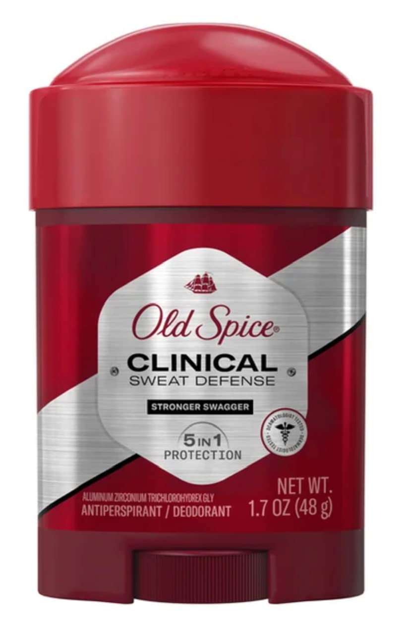 Old Spice Sweat Defense packaging display highlighting 72-hour protection.