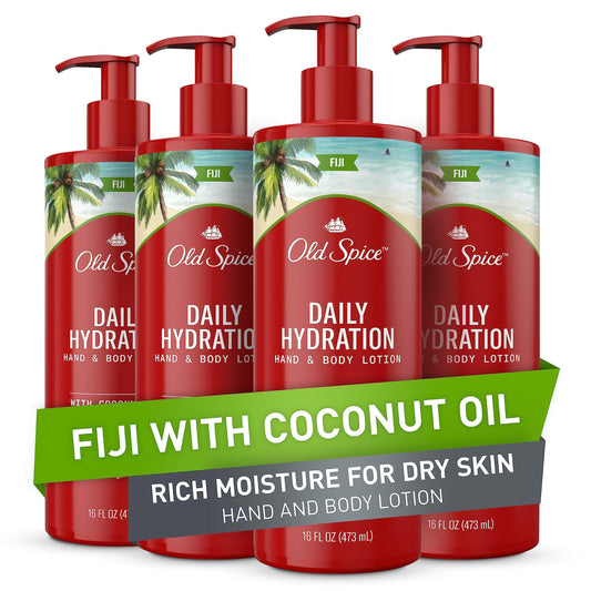 Old Spice Daily Hydration hand and body lotion pump bottle for easy application and all-day moisture