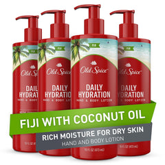 Old Spice Daily Hydration hand and body lotion pump bottle for easy application and all-day moisture