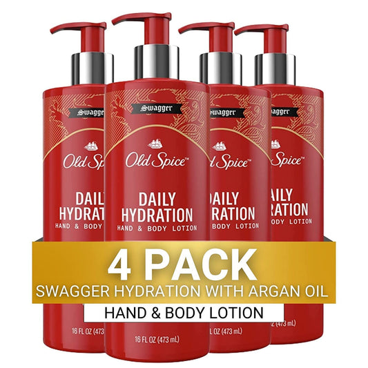 Old Spice Daily Hydration lotion bottle front showing all-day moisture for dry skin