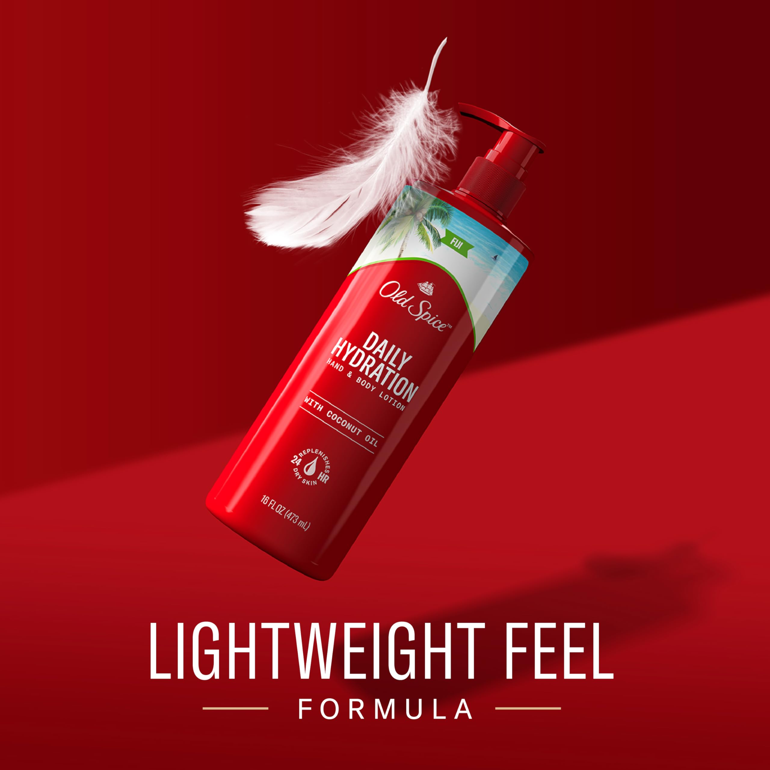 Old Spice lotion close-up shows lightweight texture for fast absorption