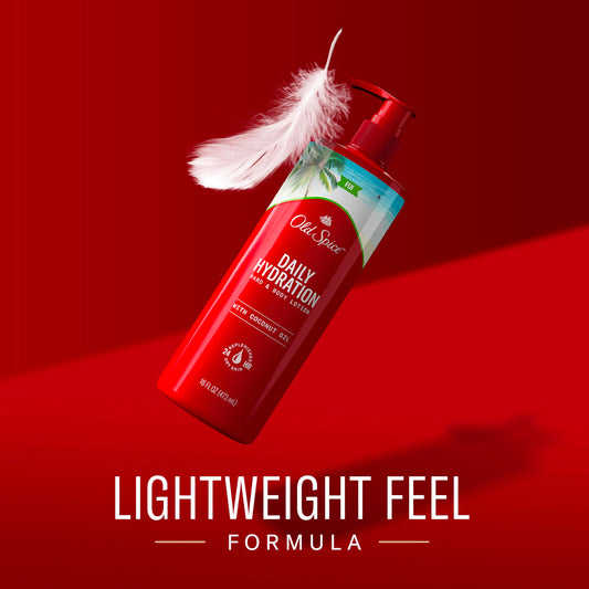 Old Spice lotion close-up shows lightweight texture for fast absorption