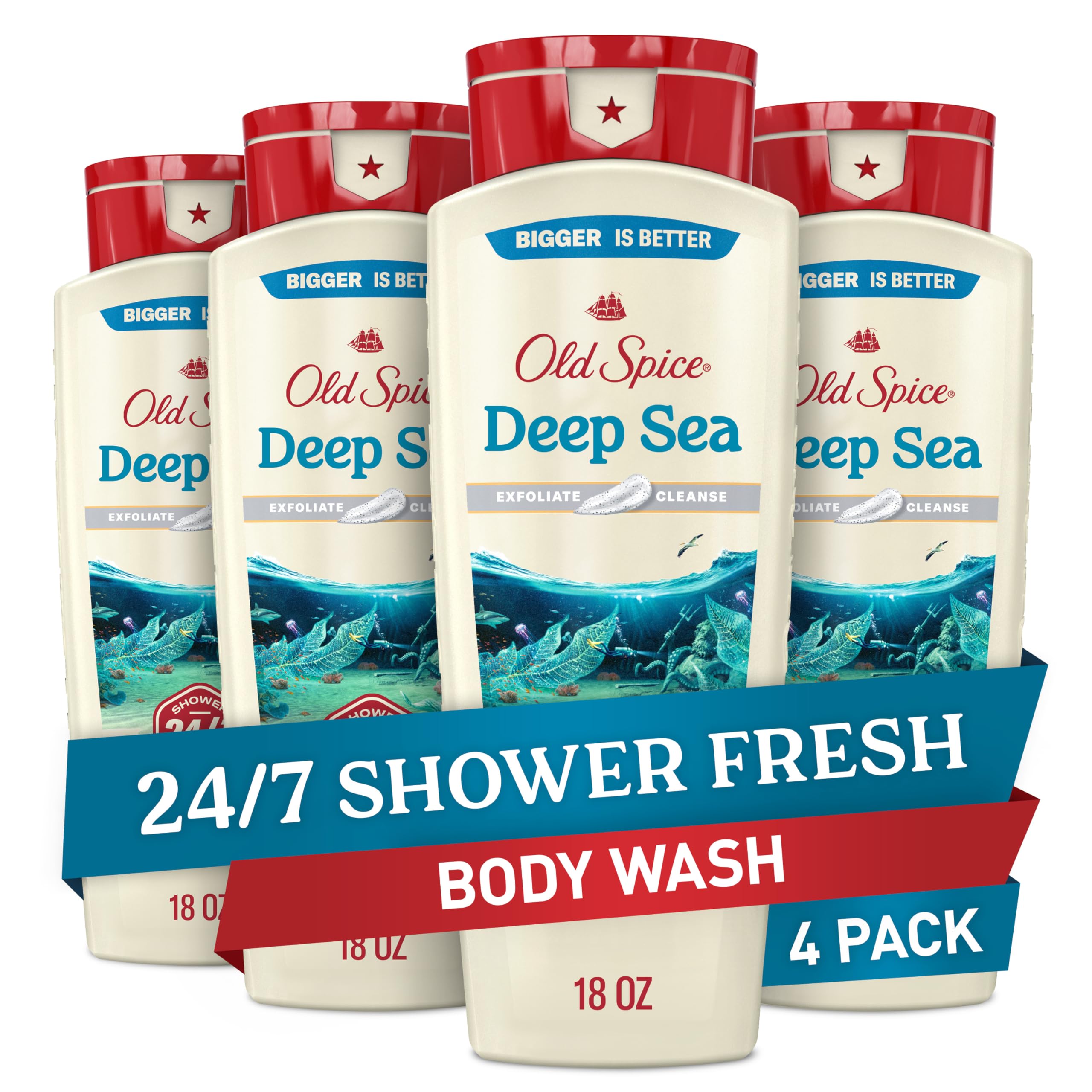 Old Spice Deep Cleanse bottle with lasting scent for daily showers.
