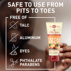 Old Spice Total Body Deodorant, dermatologist-tested for skin compatibility.