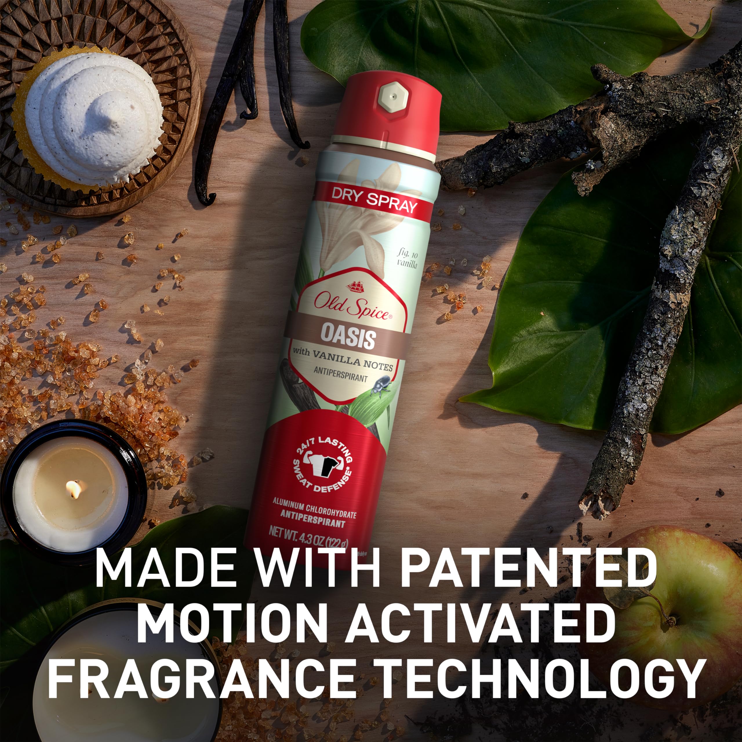 Pack-shot of Old Spice Oasis vanilla argan trio, value and convenience in one set.