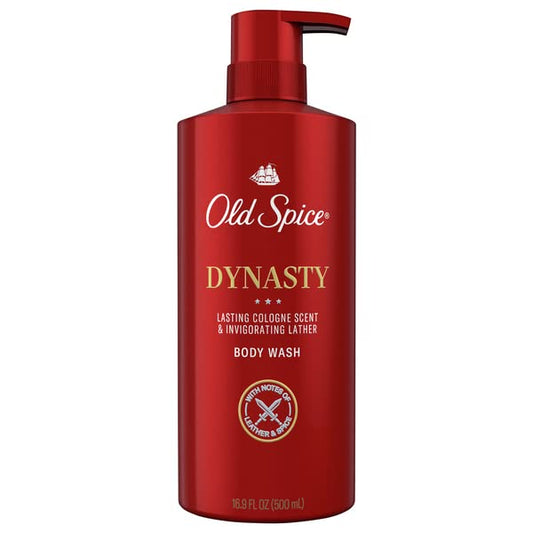 Old Spice Dynasty body wash bottle with premium cologne-scent for daily refresh