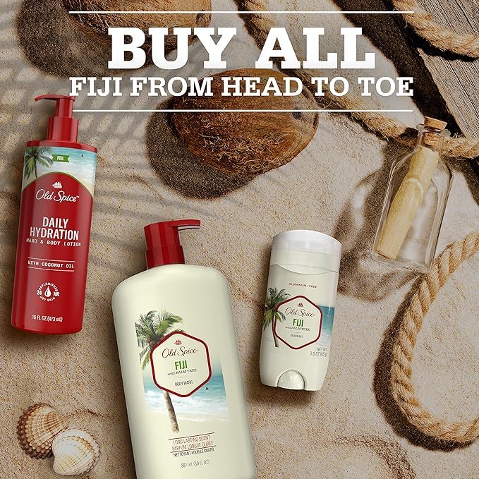 Old Spice Fiji dry spray in use delivering a quick, light mist.