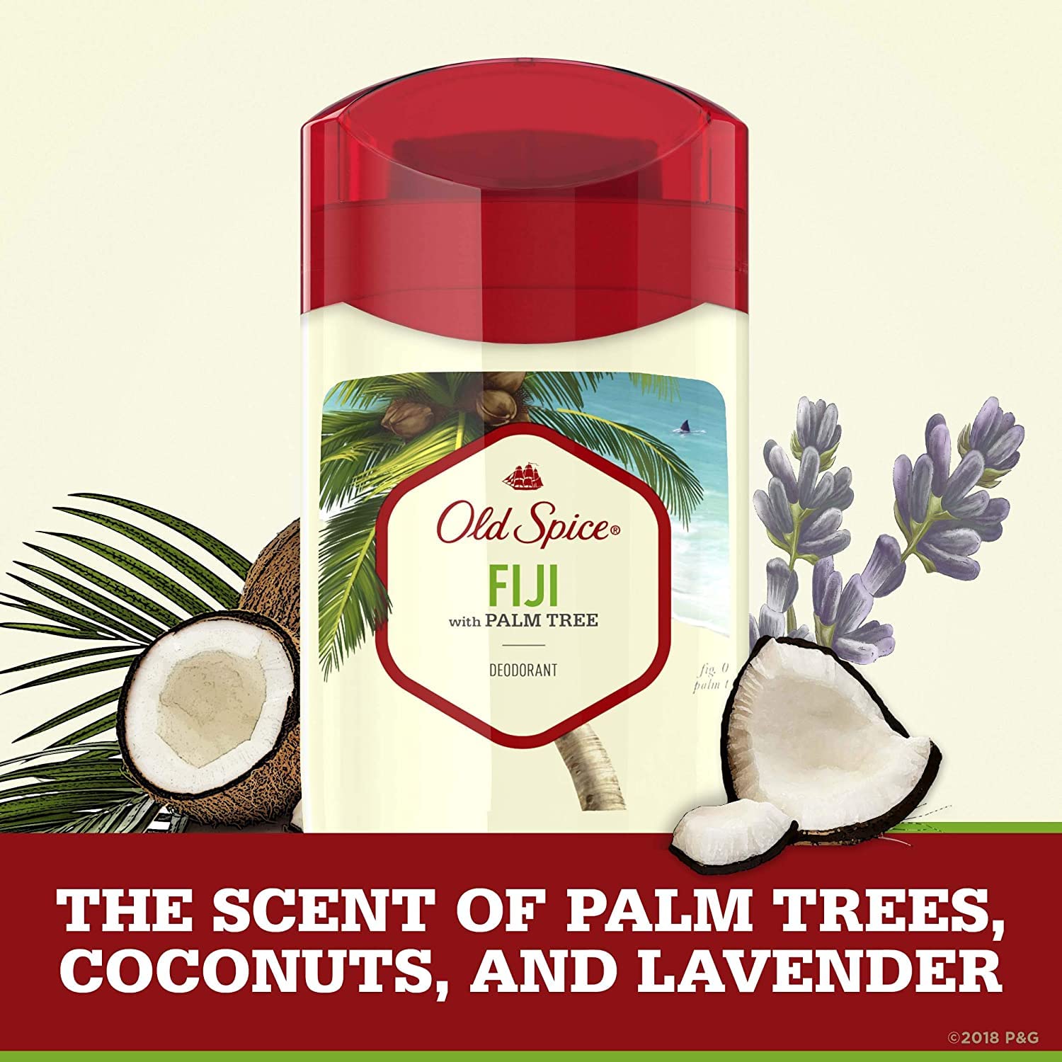 Old Spice Fiji Palm Tree packaging card highlights value pack for ongoing freshness.