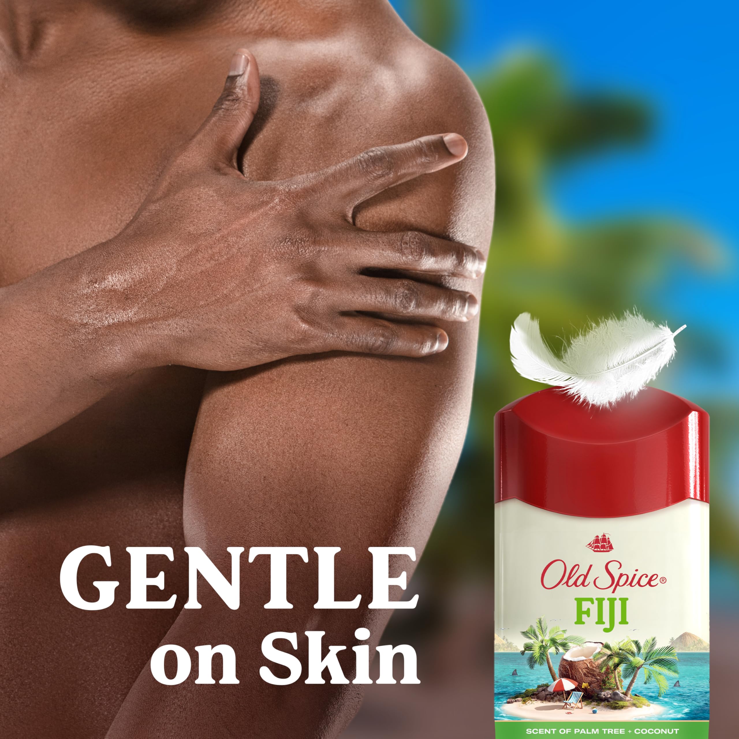 Old Spice Fiji application scene illustrating easy glide during morning routine.