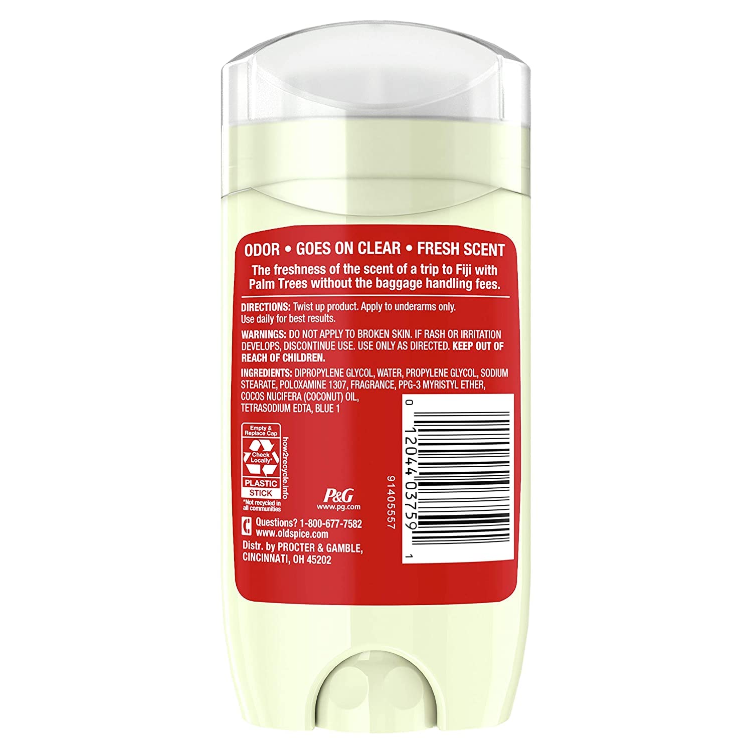 Old Spice Fiji Palm Tree scent detail notes highlight coconut and lavender.