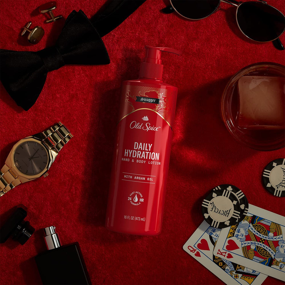 Old Spice four-pack bottles shown for convenient, portable hydration