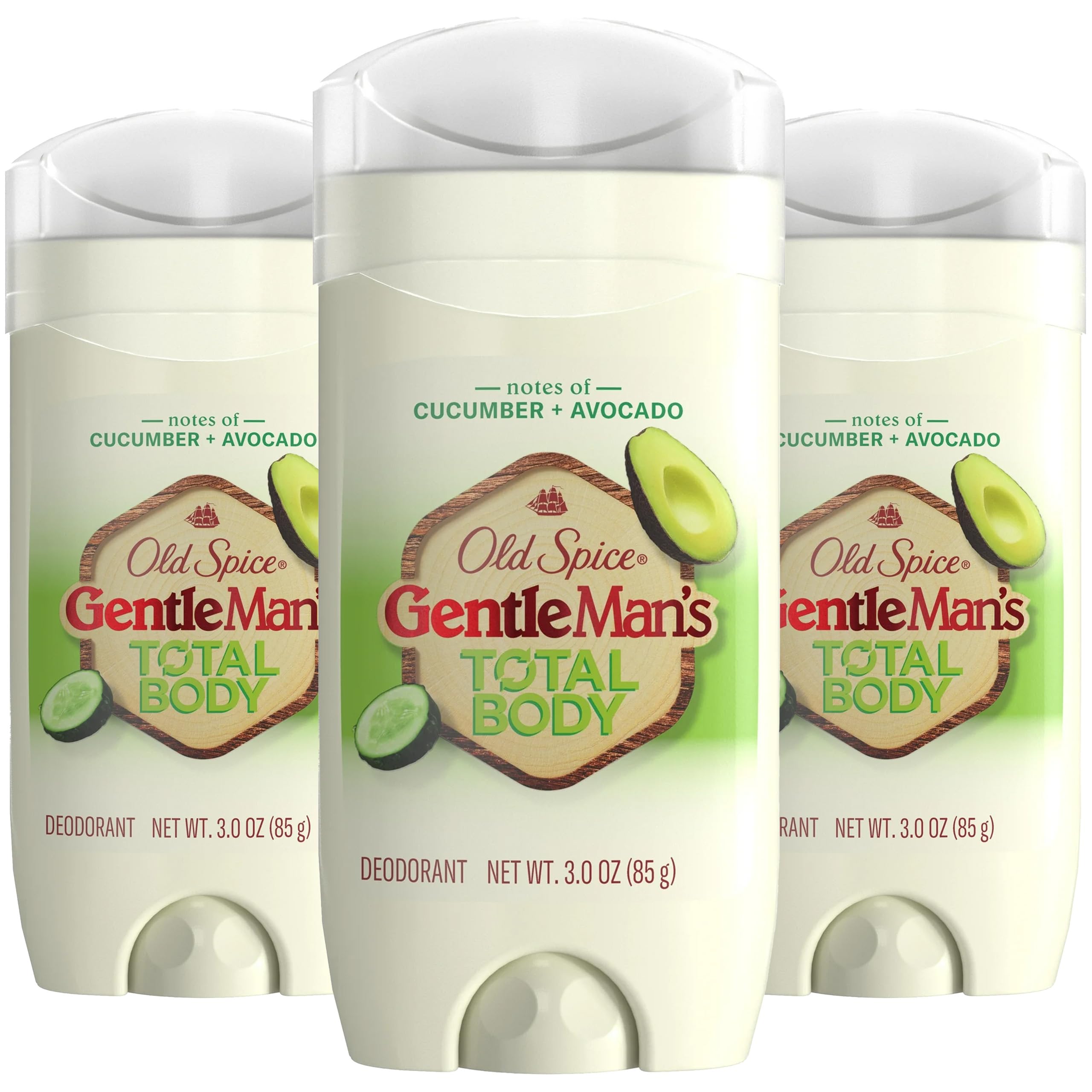 Old Spice GentleMan’s Total Body Deodorant Stick 3-pack for all-day freshness.